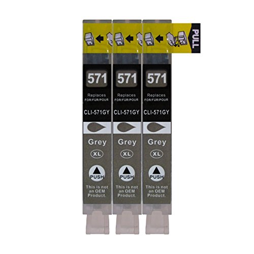 3 Druckerpatronen kompatibel zu CLI-571GY Grau für Canon Pixma MG7750 MG7751 MG7752 MG7753