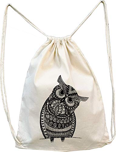 Preisvergleich Produktbild Turnbeutel Eule - Jutebag, Hipsterbeutel, Spruch, Rucksack, Gymbag, Tasche, Beutel, Jutetasche, Bag, Jutebeutel, Einkaufstasche, Motiv, Spruch, bedruckt, Druck, Vogel, Uhu, Kautz, Weihnacht