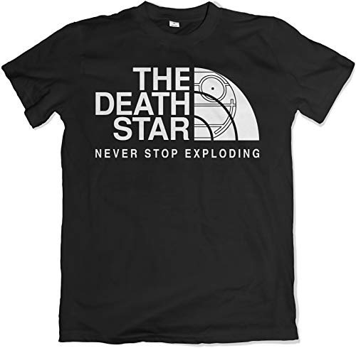 Teamzad Camiseta de Manga Corta, diseño de Parodia de la Estrella de la Muerte de la películaLa Guerra de la Galaxias - 2XL - Negro