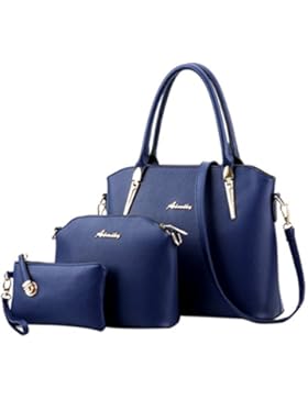 YAANCUN Damen Leder Handtaschen Set 3 Teiliges Handtaschen Set Vintage Style Leder Crossbody Tasche Handgelenktasche