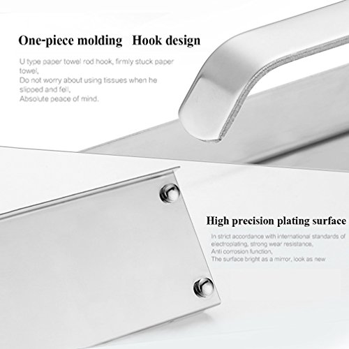 BONADE® Edelstahl Toilettenpapierhalter Rollenhalter WC-Papierhalter mit Ablage, zur Wandmontage, Silber - 6