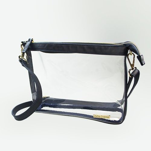 CAPRI DESIGNS CLEARLY FASHION CLEAR LARGE COATED COTTON CANVAS CROSSBODY --MEETS STADIUM REQUIREMENTS (Navy)