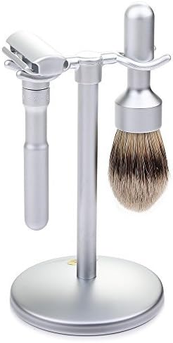 Futur 3 Piece Brushed Chrome Shaving Set - No Blades Included