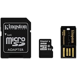 Kingston 32GB Multi Kit - Tarjeta de Memoria microSD de 32 GB, (Kit con adaptadores SD y USB), Color Negro