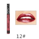 Lippenstift, CICIYONER Lulaa Wasserdichter Schimmer Lip Gloss Makeup Langlebig Glitzer Metallic Lippenstift Liquid (12#)