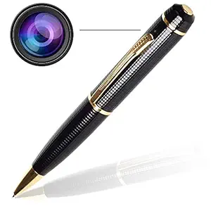 1080p Full HD Video Audio Recording, Small Wireless Portable Device Mini Hidden Spy Camera Pen for Home Office Room Indoor Outdoor Meeting (Golden)