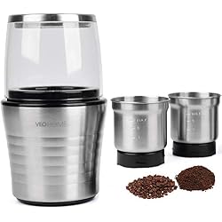 Moulin à café et mixeur électrique VeoHome broyeur pour grains de café, graine de lin et autres épices - inox