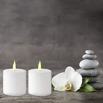 AuraDecor Set of 2 White Pillar Candles Unscented 3*3 Inches Each ( Burning Time 45 Hours Each )