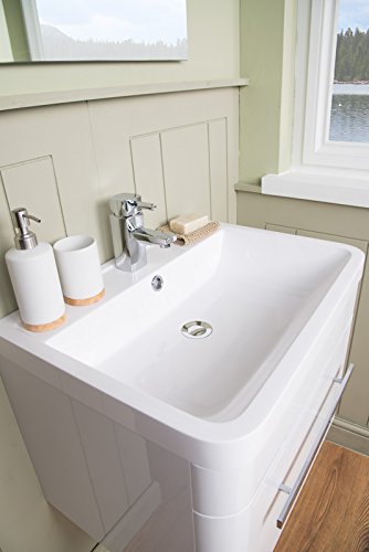 Aquariss Designer 600mm Bathroom Vanity Unit Furniture, Basin & FREE Mirror- White - Image 6