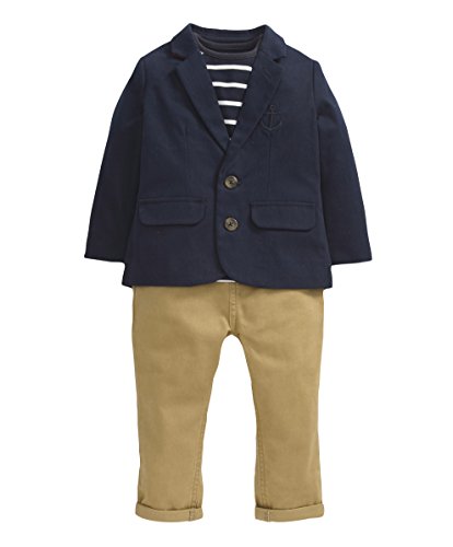 Mamas and Papas Baby-Boys 3 Piece Blazer, Multicoloured (Navy/Brown), 3-6 Months