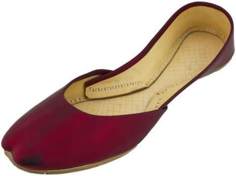 Womens Maroon Casual Leather Indian Khussa Shoes Pumps Size 6uk Khu6770