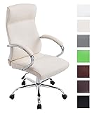 CLP Fauteuil de Direction Lausanne XXL, revêtement en Cuir synthétique, capacité de Charge JusquŽà 210 kg, réglable en Hauteur 46-55 cm Crème
