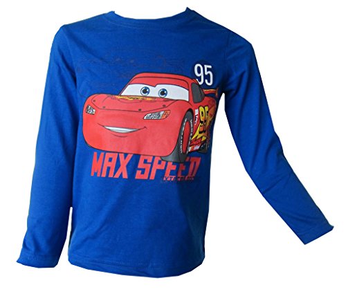 Disney Cars Lightning McQueen Boys Long Sleeved Top 100% Cotton 3,4,5,6,8Y (8 Years / Height 128cm, Blue)