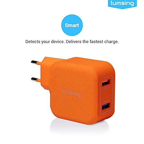 Lumsing USB Schnellladegerät Quick Charge 2 Port-Ladegerät, 20W QC2.0 Dual USB Port Reise-Ladegerät für iPhone, Samsung Galaxy S5/ S6, Hinweis 4 /5 ,Google Nexus 6, Sony Xperia Z3 /Z4 Tablet Orange - 6