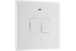 BRITISH GENERAL BG Electrical Switched Fused Connection Unit with LED Power Indicator, Fused Spur Switch, Round Edge, Nexus 800 Series, White Moulded, 13A, 852