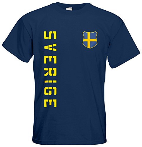 AkyTEX Schweden Sverige EM 2016 T-Shirt Trikot (Navyblau, M)