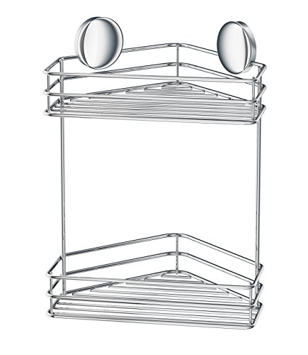 Smedbo Doppel Eck Dusche Korb "Design selbstklebend aus verchromtem Edelstahl, silber