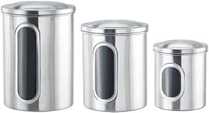 Rosenstein & Söhne Luftdichte Vorratsdosen aus Edelstahl, 3er-Set