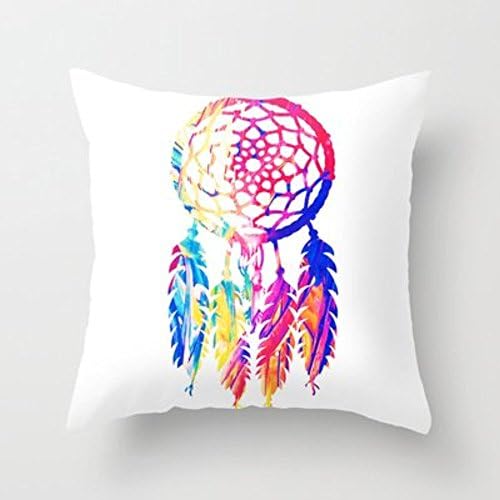 Autumn Coming Hipster Neon Dreamcatcher Cute Rainbow Watercolor Throw Pillow By Girly Roadfor Your Home