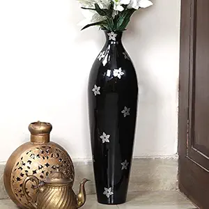 Decorative Metal Flower Vase -Black ( 26 Inches Black )