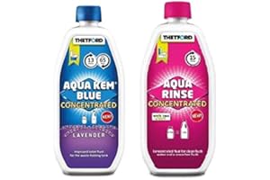 CASELLATO Aqua Rinse Konzentrat 0,75 l + Aqua KEM Lavander Konzentrat 0,78 l - Thetford für Toiletten und Tanks Camper