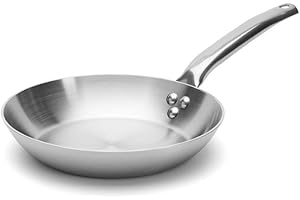 De Buyer - Poêle à frire en inox 3 couches ALCHIMY - 24 cm - Fabriquée en France, Sans PFAS, Maîtrise de la Cuisson, Inox 18/10, Tous Feux + Four, Finition Poli Brossé, Gris