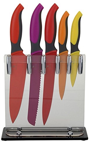 Messer Set mit farbigen Klingen im Acryl Messerblock