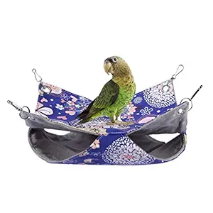 Bird Double Hammock Warm Nest Bed for Parrot Budgie Parakeet Cockatiel Conure Lovebird Hamster Rat Mice Chinchinlla (S)