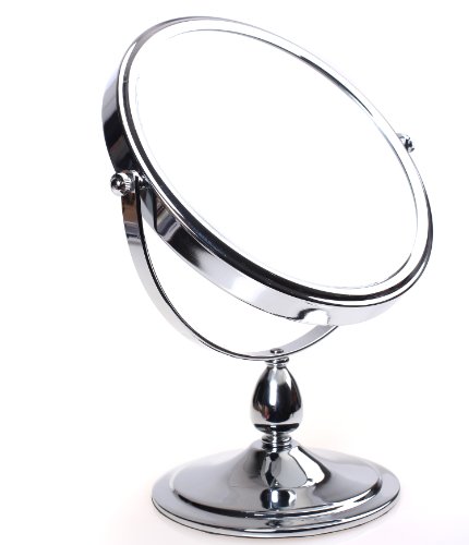 HIMRY Standspiegel 10x Vergrößerung, 8 inch, Kosmetikspiegel 360° drehbar. Verchromten Schminkspiegel Rasierspiegel Badzimmerspiegel, Zweiseitig: Normal+ 10fach Vergrößerung, KXD3116-10x - 4