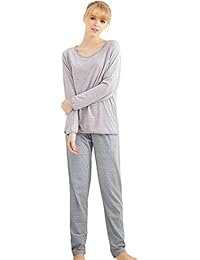 Aibrou Pijamas Mujer set de Alta Algodón & Poliéster Trajes ocio para Primavera Verano Otoño Invierno
