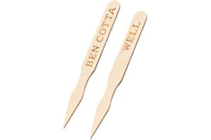 LEONE SRL 250 pz Stecchini per Carne in Legno di Betulla biodegradabili sterilizzati, spiedini Legno con Scritta Cottura al Sangue, Media, Ben Cotta 9 cm Ben Cotta