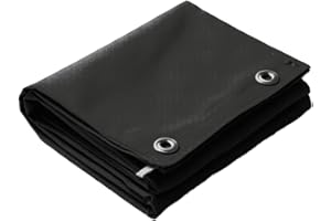 GLAMPTEX UK Eco Green Canvas Heavy Duty Cotton Tarpaulin Cover Boat Log Store Roofing Sheets (Black, 3m x 4m)