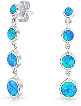 Bling Jewelry 925 Sterlingsilber Abgestufte Lünette Opal Ohrringe