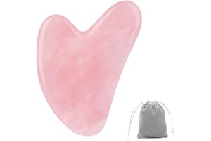 ‎BOUNABAY Bounabay Rosenquarz Gua Sha Massagewerkzeug, 100% Natürliches Jadestein Gesichtspflegewerkzeug, Gesichts Gua Sha Rosa Kristallherzform, Trigger Point Treatment