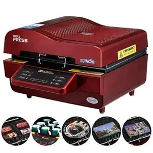 Metal 3D Sublimation Printing, Heat Press Transfer Machine for Coffee Mug Cap Phone T-Shirt (Red)