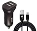 Price comparison product image Sweet Tech Car Charger 2.4A Adapter Dual Port USB Lighter Cigarette + Micro USB Cable - BLACK for CAT B30 / S31 / S41 / S50c / S60