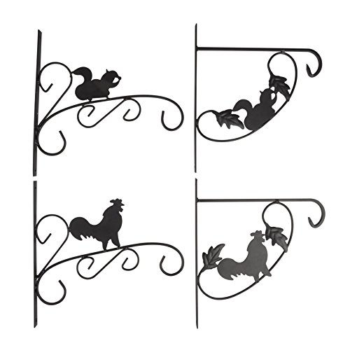 4 x Fleurs différentes Crochets Support pour pot de fleurs Métal 29 x 29 cm Crochets pour Hanging Basket, fixation pour paniers suspendus