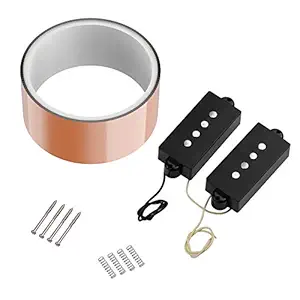 Leepesx 5cm*2m / 2inch*6.6FT Adhesive Conductive Copper Foil Shielding Tape - Single Side Conductive + 2pcs Black 4 String P Bass Bridge Pickups for P Bass Electric Guitar