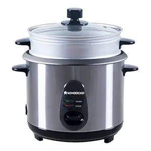 Wonderchef Prato 63152484 1.8-Litre Electric Rice Cooker (Silver/Black)