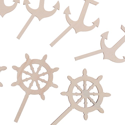 Gazechimp 12-teilige Holz Cupcake-Dekoration für Kindergeburtstag oder Geburt Kinder Geburtstag Muffin Deko – Anker, 9cm - 3