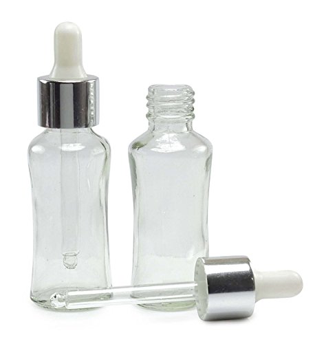 Lot Of 50 Clear Glass Empty Eye Dropper Bottles Refillable Serum Essential Oils Pipette Bottles Wholesale Boston Round 25 ml Drop Vial
