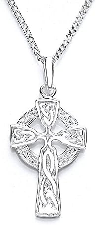 MiChic Silver Medium Celtic Cross Pendant with 46 cm Chain