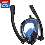 【Aparato respiratorio independiente】en comparación con las máscaras de buceo tradicionales, la estructura interna se ha optimizado con pajitas de doble tubo para aumentar el espacio de admisión de oxígeno para un acceso más rápido y la absorción de oxígeno. Dos válvulas unidireccionales, descargan directamente el dióxido de carbono exhalado por el cuerpo y el que queda dentro de la máscara. Mantene aire fresco. La estructura respiratoria mejorada permite el snorkeling a largo plazo y no va a sen