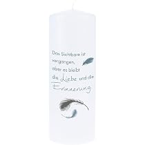 DOLORINO Trauerkerze Mit Karte – Spruch 'Wenn Du Eine Blume Liebst...', 20 Cm Hoch, 8 Cm Durchmesser, Made In Germany