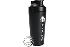 H HOME UNIVERSAL Home Universal® 750ML Botella Gim Shaker de Acero Inoxidable | BPA Free con Mezclador de Tapa Integrado | Vaso Gimnasio con Medidor | Apto para Lavavajillas | Vaso Proteína (Negro)