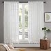 Produktbild Gardine Schals Voile Aria Vorhänge mit versteckten Schlaufen & edel Stickerei Wohnzimmer Modern, Offwhite (2er-Set, je 245x140cm)