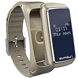 Wenweitrade Intelligentes Armband Bluetooth Headset Zwei-in-Einheite-Herzfrequenz-Monitor Smart Watch,Gold