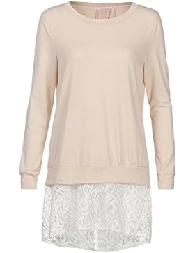 Honestyi Damen Blusen, Damen Mode Nähen Elegant O-Asschnitt hinter Spitze Teilt Lange Ärmel Bluse Oberteile Weiche...