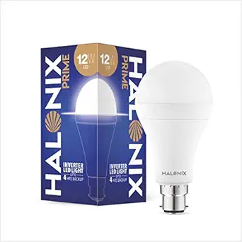 Halonix Prime 12W B22 Inverter rechargebale Emergency led Bulb (Pack of 1, White)