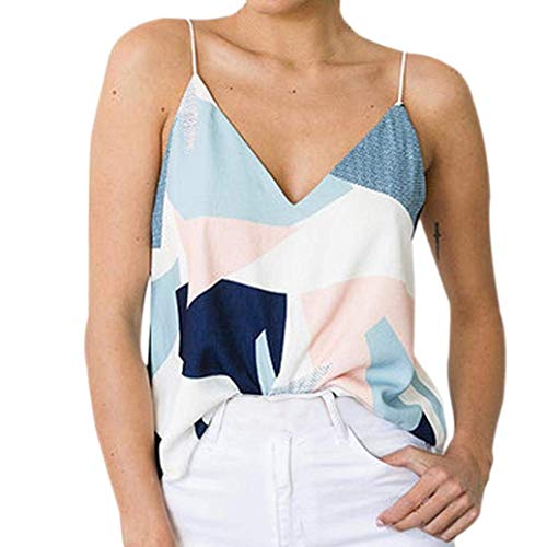 Lilicat para mujer sin mangas de verano con floral vintage estampado elegante antideslizante con cuello en v top camiseta para mujer camisa sin mangas de camisa con de playa camiseta corta de moda